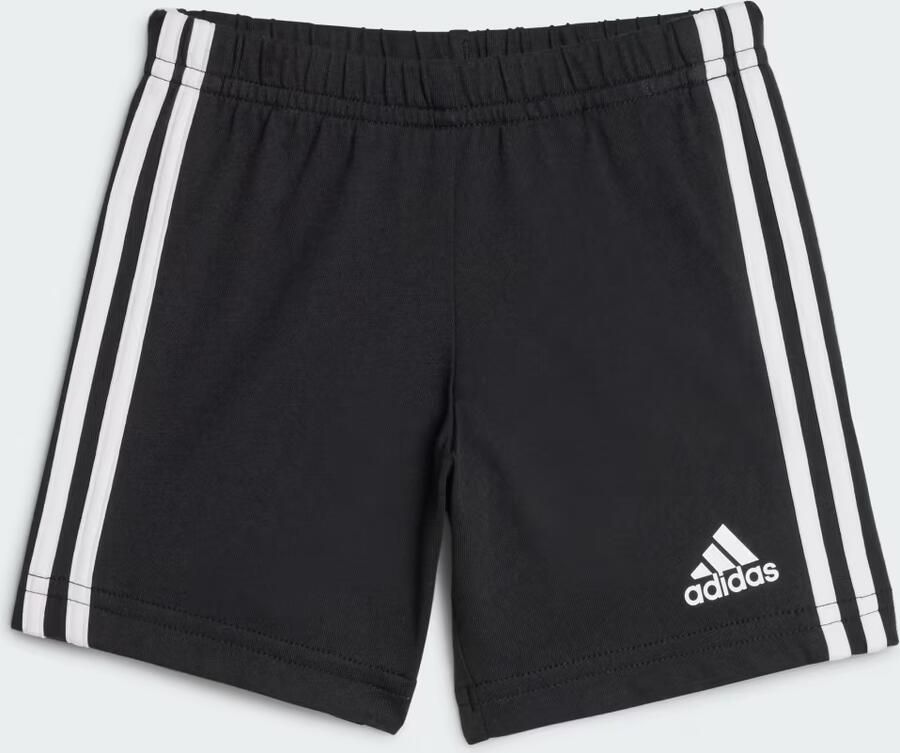 Adidas Sportswear joggingpak blauw zwart Shirt + broek Katoen Reverskraag 104 - Foto 3
