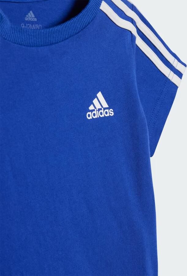 Adidas Sportswear joggingpak blauw zwart Shirt + broek Katoen Reverskraag 104 - Foto 4