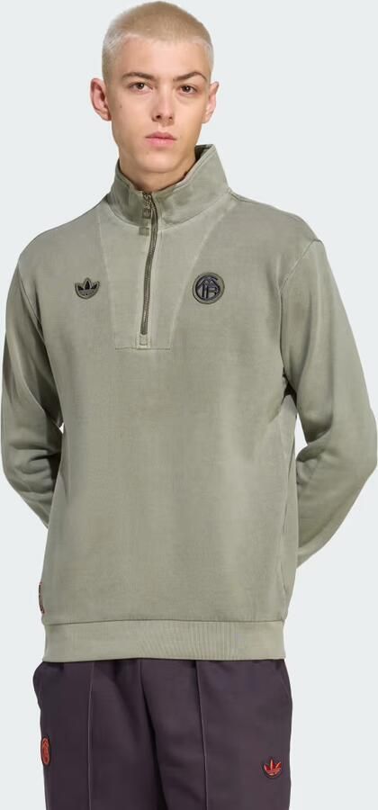 Adidas FC Bayern München Terrace Icons Sweater met Halflange Rits