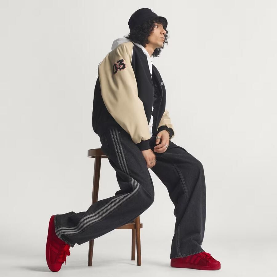 Adidas Originals Wide leg jeans van puur katoen met logodetail