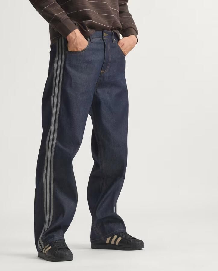 Adidas Firebird Adicolor Denim Jeans Mid-Rise Straight Leg