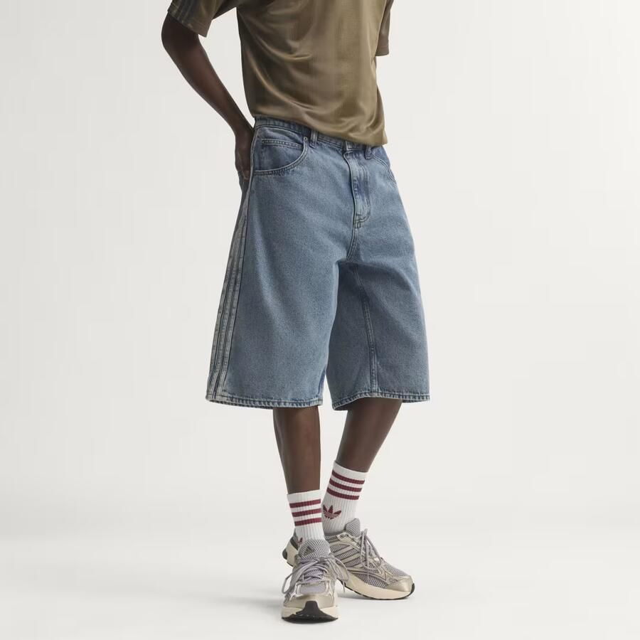Adidas FIREBIRD ADICOLOR MID-RISE STRAIGHT LEG DENIM JORT