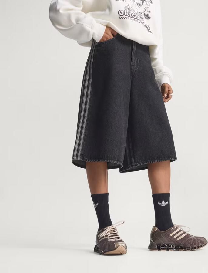 Adidas Originals 3-stripes Denim Jorts Zwart- Dames Zwart