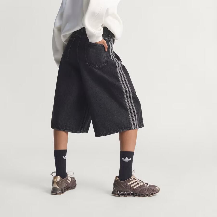 Adidas Originals 3-stripes Denim Jorts Zwart- Dames Zwart - Foto 2