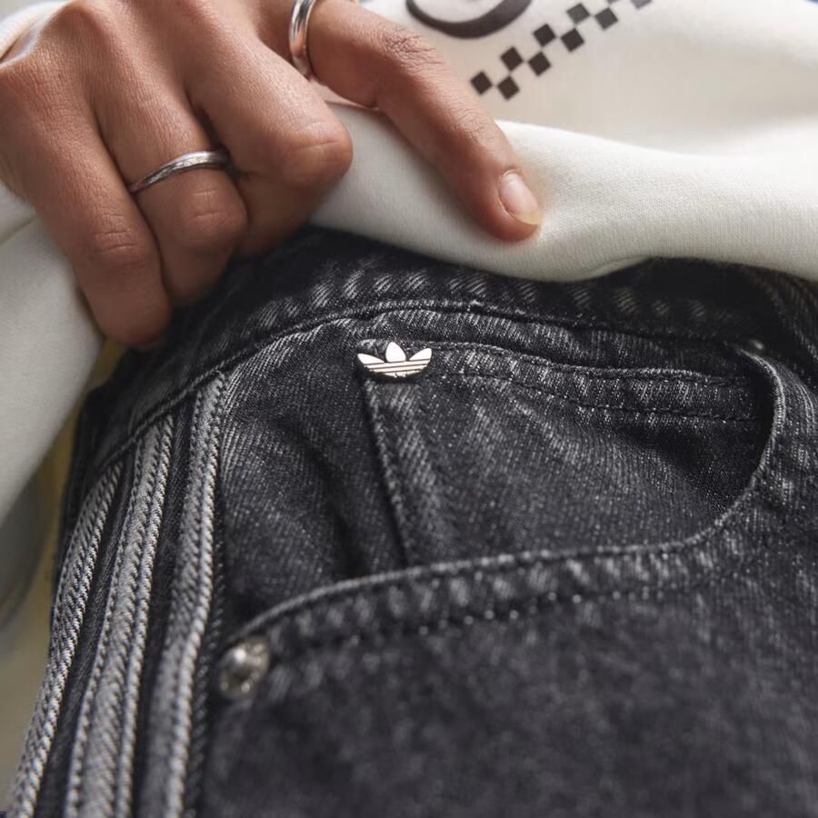 Adidas Originals 3-stripes Denim Jorts Zwart- Dames Zwart - Foto 4