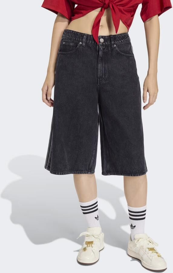 Adidas Originals 3-stripes Denim Jorts Zwart- Dames Zwart