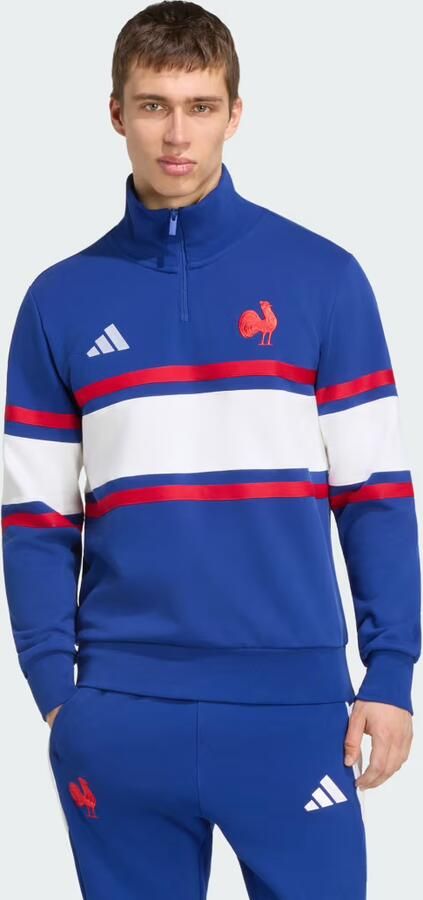 Adidas Frankrijk Rugby Reis Sweatshirt met Korte Rits