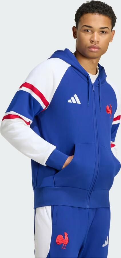 Adidas Frankrijk Rugby Reishoodie met Lange Ritssluiting