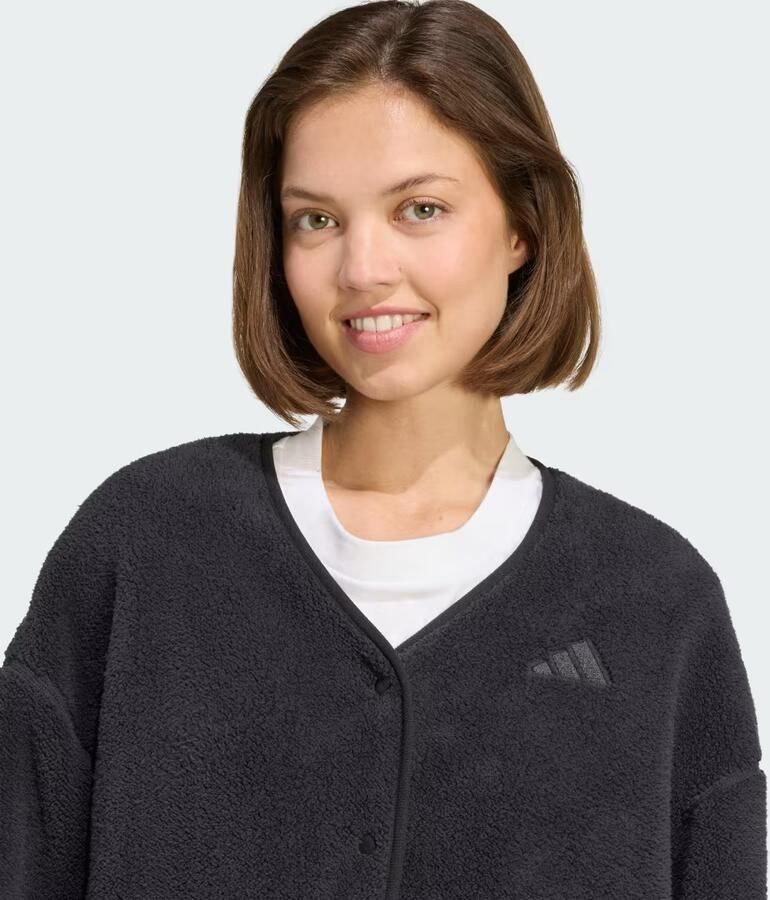 Adidas Sportswear Fleecejack met labelstitching en ronde hals