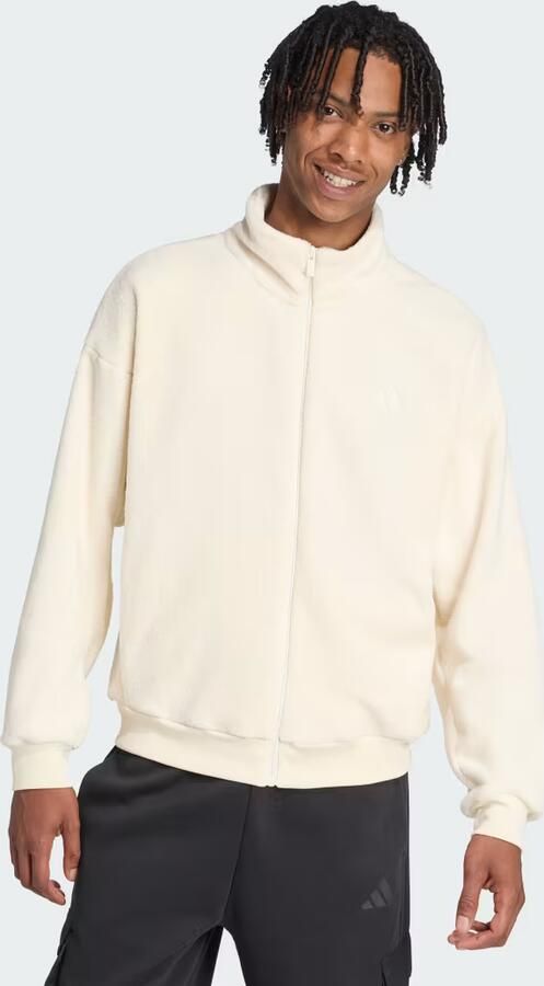 Adidas Sportswear Fleecejack met opstaande kraag en labelstitching