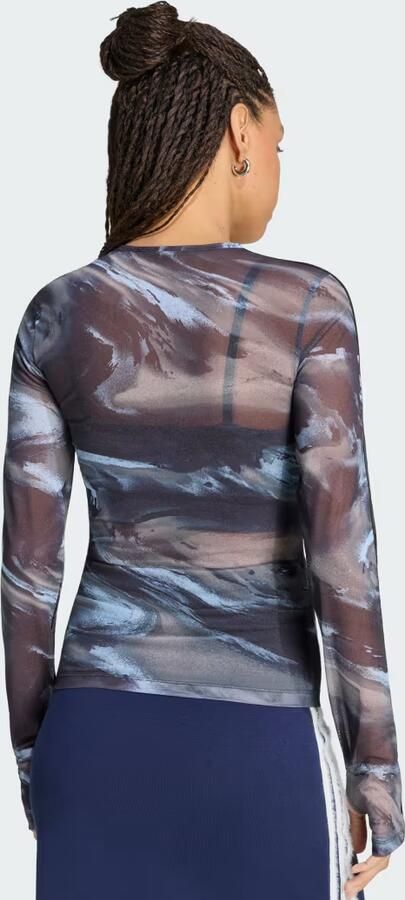Adidas Originals Long Sleeve Mesh Marble All Over Print T-Shirt Groen- Dames Groen - Foto 7