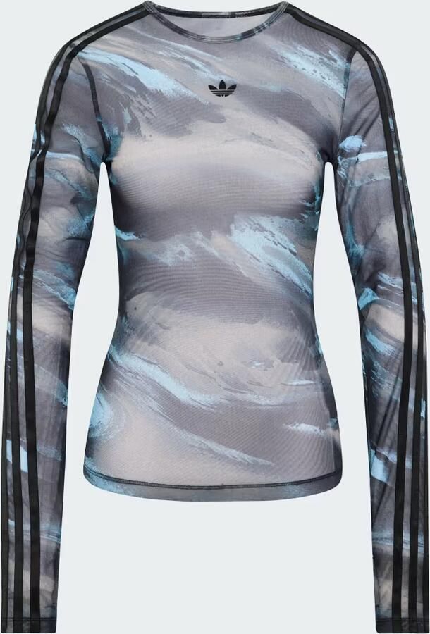 Adidas Originals Long Sleeve Mesh Marble All Over Print T-Shirt Groen- Dames Groen - Foto 5
