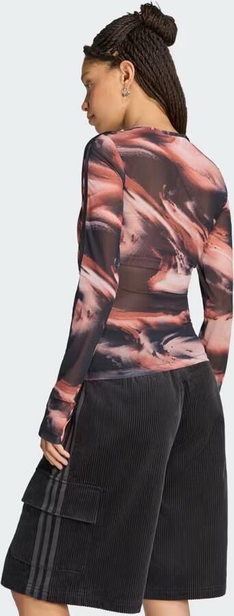 Adidas Originals Long Sleeve Mesh Marble All Over Print T-Shirt Rood- Dames Rood - Foto 7