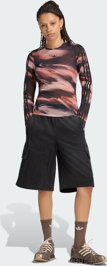 Adidas Originals Long Sleeve Mesh Marble All Over Print T-Shirt Rood- Dames Rood - Foto 6