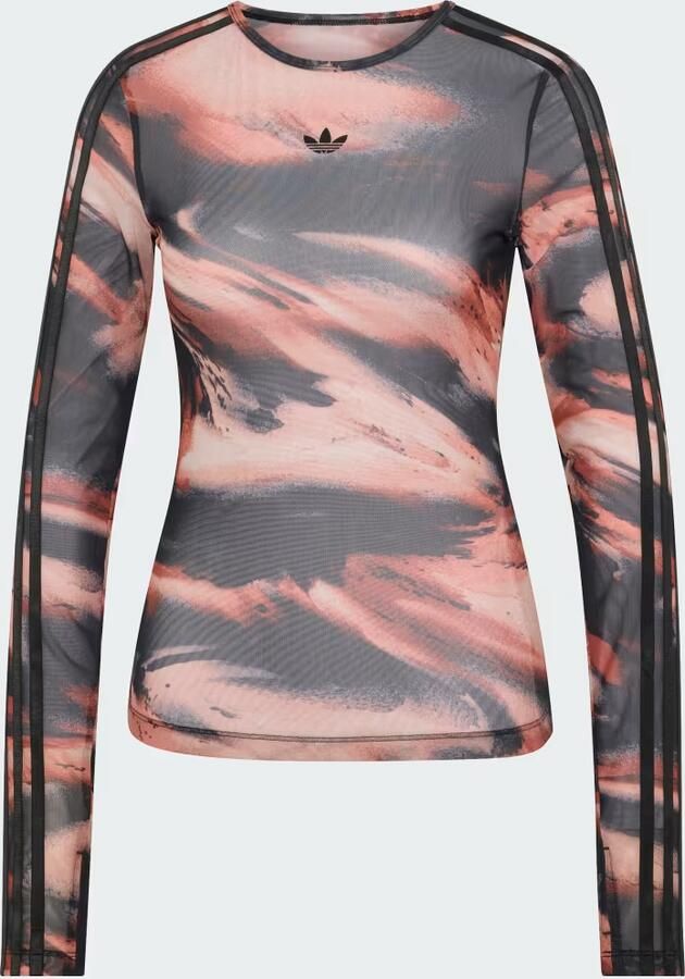 Adidas Originals Long Sleeve Mesh Marble All Over Print T-Shirt Rood- Dames Rood - Foto 5