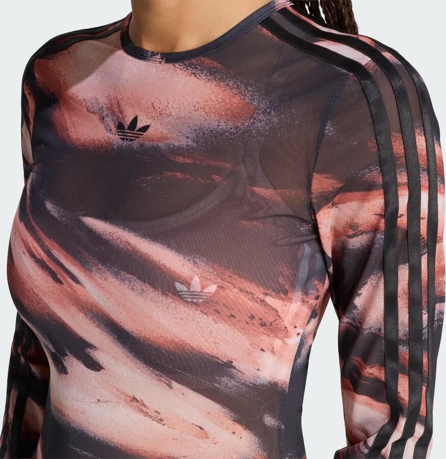 Adidas Originals Long Sleeve Mesh Marble All Over Print T-Shirt Rood- Dames Rood - Foto 3