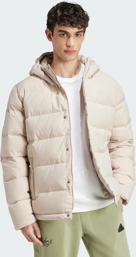 Adidas Helionic Donsjack met Capuchon Beige- Heren Beige - Foto 6