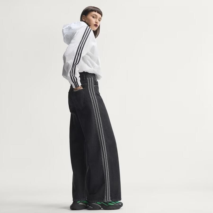 Adidas HIGH RISE DENIM BROEK MET WIJDE PIJPEN
