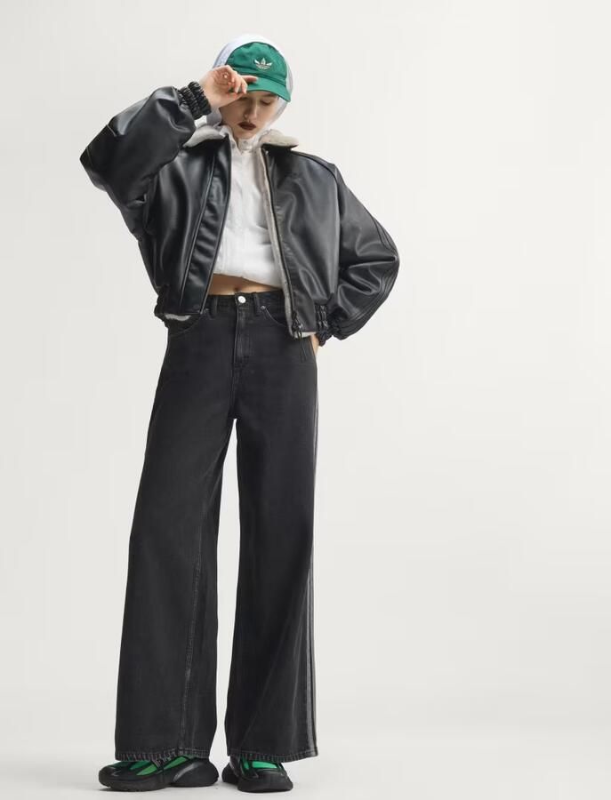 Adidas HIGH RISE DENIM BROEK MET WIJDE PIJPEN - Foto 6
