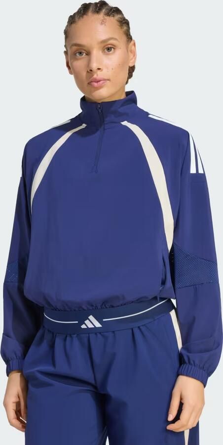 Adidas Hyperglam 3-Stripes Color Block Woven Sportshirt met Korte Rits