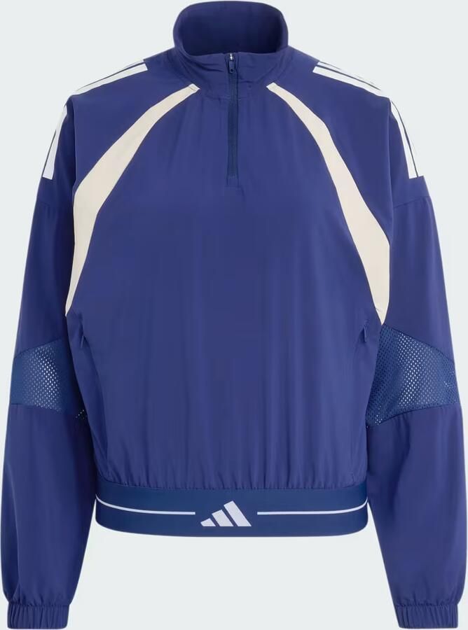 Adidas Hyperglam 3-Stripes Color Block Woven Sportshirt met Korte Rits - Foto 3