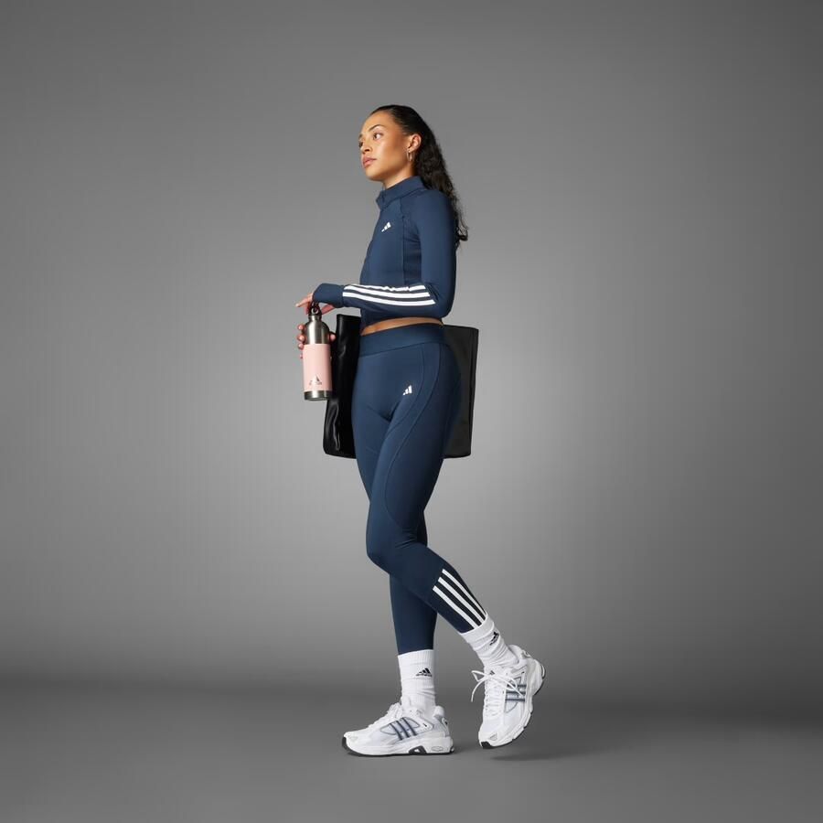 Adidas Hyperglam Rib Full Zip Top Blauw- Dames Blauw - Foto 2