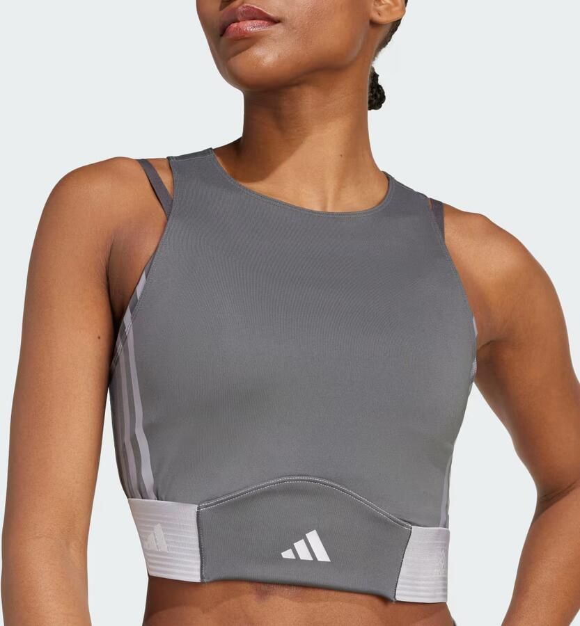 Adidas Hyperglam Racer Tank Top Grey Six Glory Grey- Dames Grey Six Glory Grey