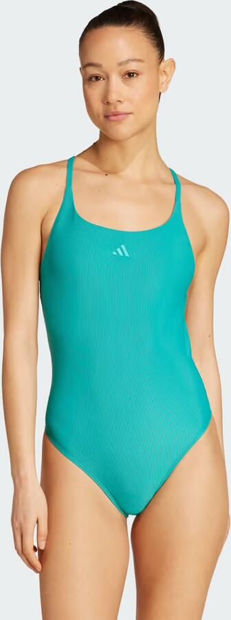 Adidas Iconisea Geribbeld Badpak met Cups en Dunne Bandjes