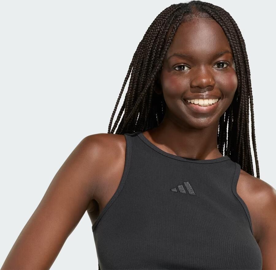 Adidas Sportswear Kort tanktop van katoenmix in fijnrib - Foto 4
