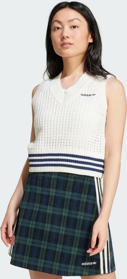 Adidas Originals Witte Gebreide Gilet Jas Vrouwen White Dames