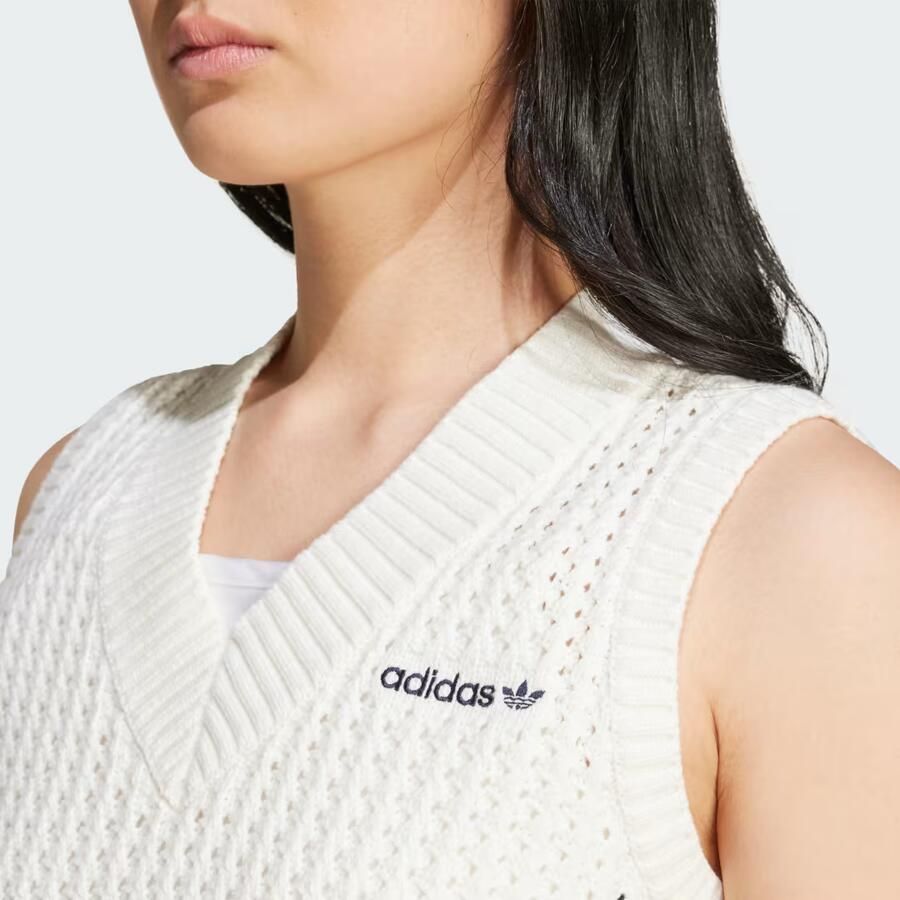 Adidas Originals Witte Gebreide Gilet Jas Vrouwen White Dames - Foto 3