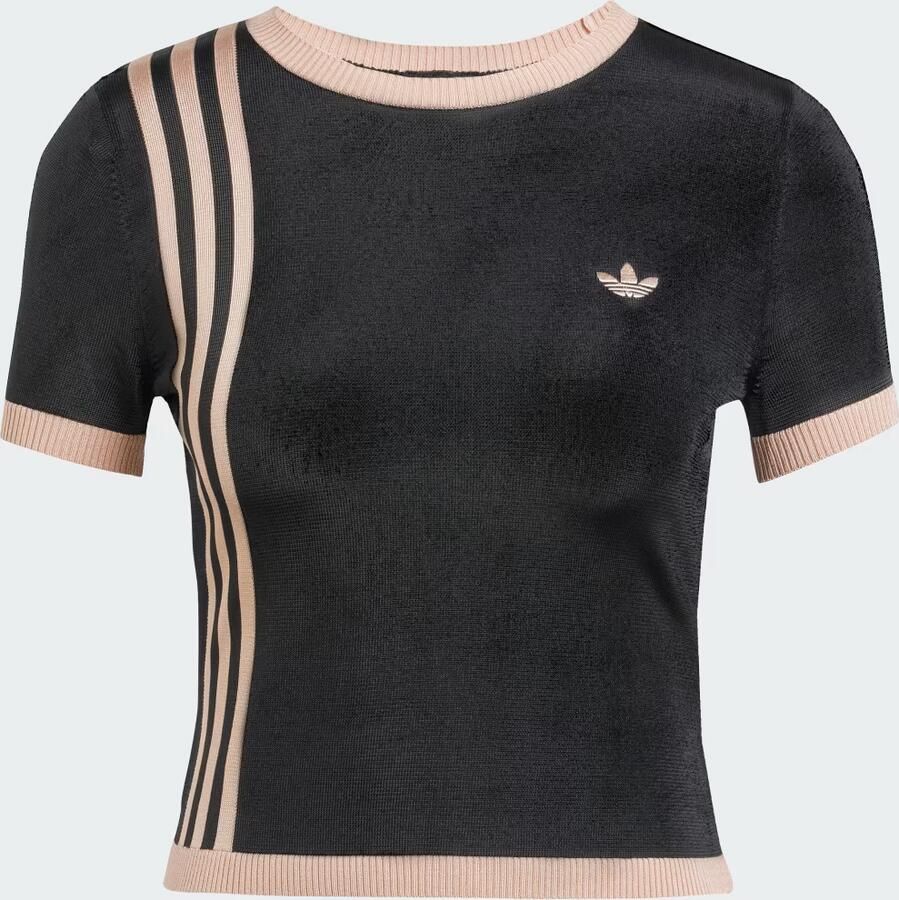 Adidas Geribbelde Crew Neck T-shirt Black Dames - Foto 4