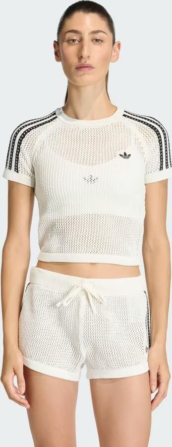 Adidas Originals Crochet Slim T-Shirt Wit- Dames Wit - Foto 2