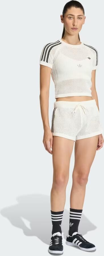 Adidas Originals Crochet Slim T-Shirt Wit- Dames Wit - Foto 6