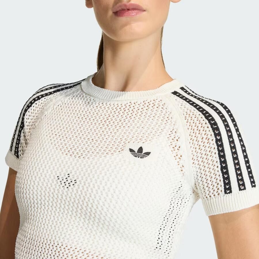 Adidas Originals Crochet Slim T-Shirt Wit- Dames Wit - Foto 3
