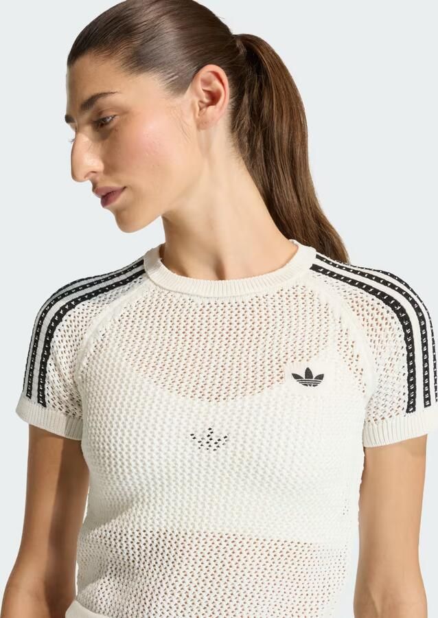 Adidas Originals Crochet Slim T-Shirt Wit- Dames Wit - Foto 5