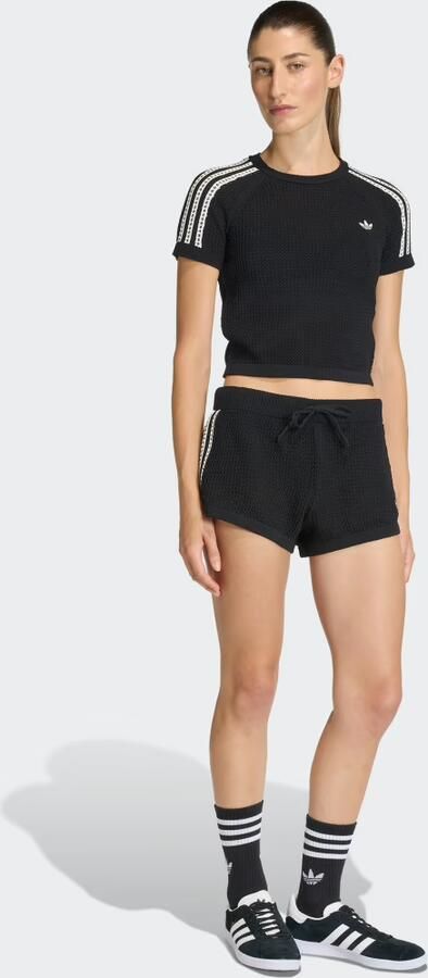 Adidas Originals Crochet Slim T-shirt Zwart- Dames Zwart - Foto 7