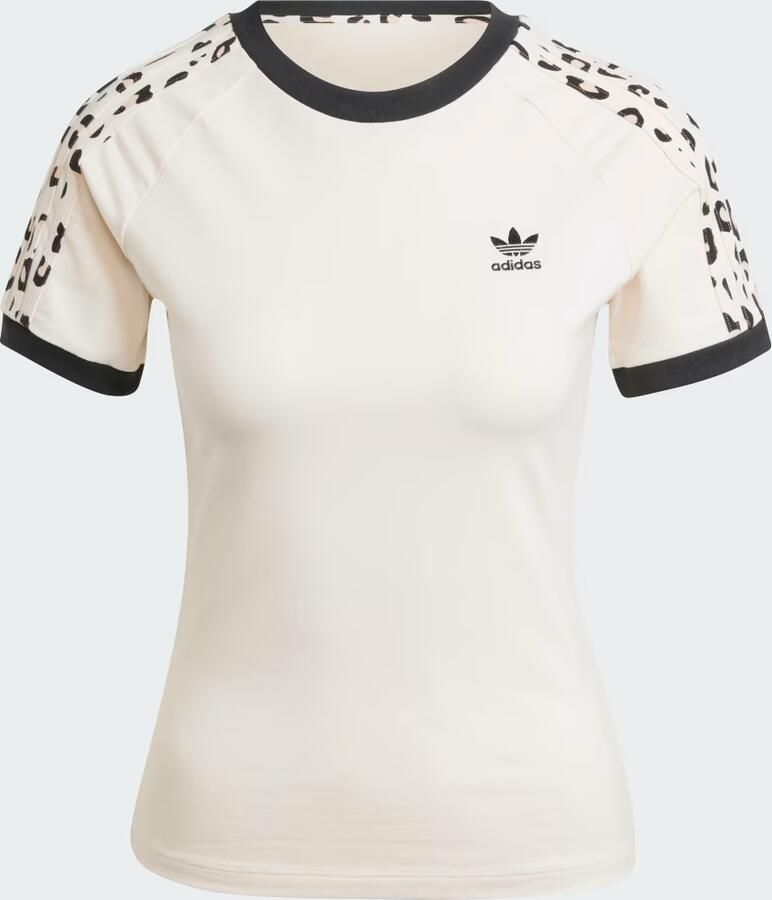 Adidas Originals Leopard 3-Stripes T-shirt Wit- Dames Wit - Foto 3