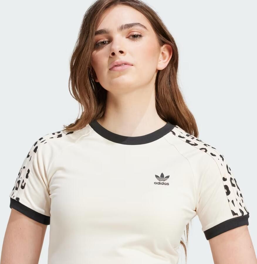 Adidas Originals Leopard 3-Stripes T-shirt Wit- Dames Wit - Foto 2
