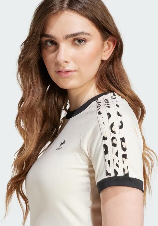Adidas Originals Leopard 3-Stripes T-shirt Wit- Dames Wit - Foto 4