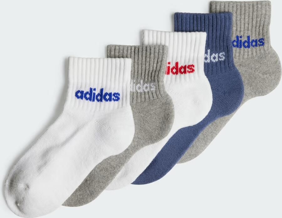 Adidas Perfor ce sokken set van 5 wit grijs blauw Katoen 34-36