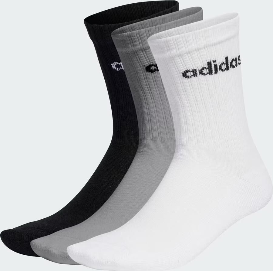Adidas Sportswear Cushion Linear Crew Sokken (3 Pack) Lang Kleding medium grey heather white black maat: 43-45 beschikbare maaten:37-39 40-42 43
