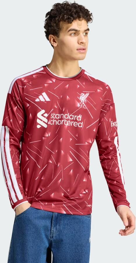 Adidas Liverpool FC 2026 27 Long Sleeve Home Shirt Roze- Heren Roze