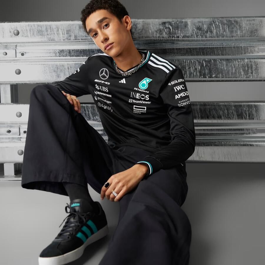 Adidas MERCEDES AMG PETRONAS FORMULA ONE TEAM DRIVER SHIRT AUTHENTIC LONGSLEEVE