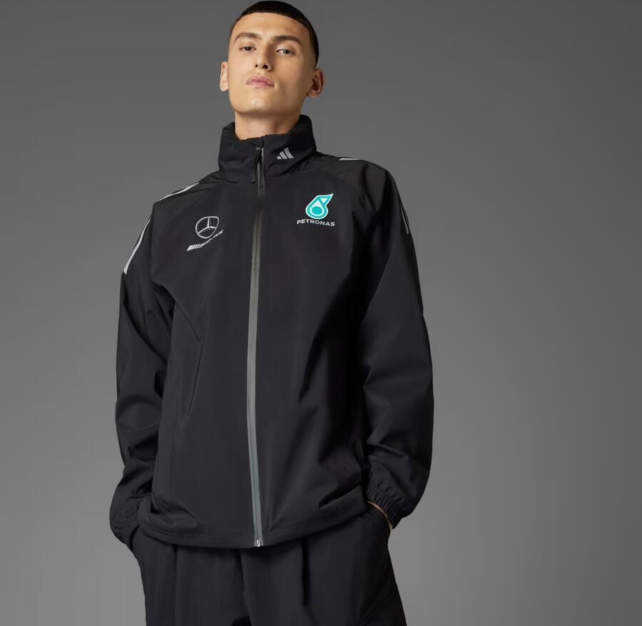 Adidas MERCEDES AMG PETRONAS FORMULA ONE TEAM MECHANICS REGENJACK Zwart- Heren Zwart - Foto 6