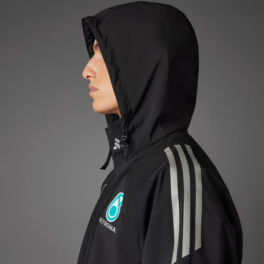 Adidas MERCEDES AMG PETRONAS FORMULA ONE TEAM MECHANICS REGENJACK Zwart- Heren Zwart - Foto 4