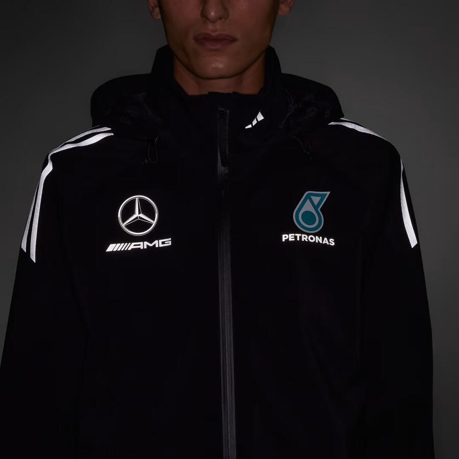 Adidas MERCEDES AMG PETRONAS FORMULA ONE TEAM MECHANICS REGENJACK Zwart- Heren Zwart - Foto 5