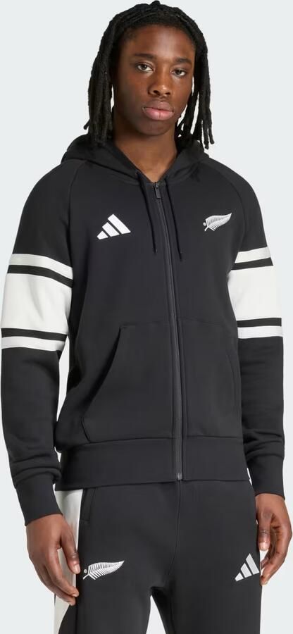 Adidas New Zealand Rugby Leisurewear Hoodie met Lange Ritssluiting
