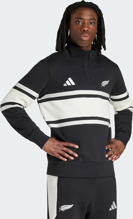Adidas New Zealand Rugby Leisurewear Sweatshirt met Korte Rits