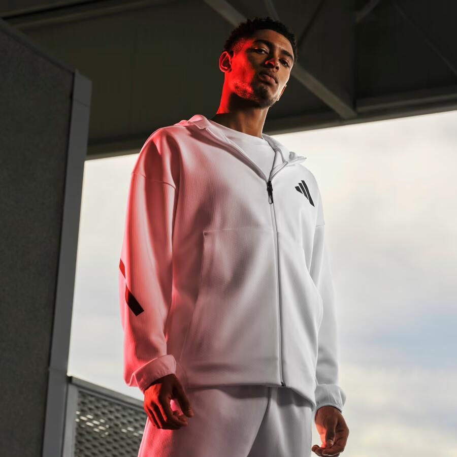 Adidas Hooded Track Jacket met volledige rits Wit White Heren